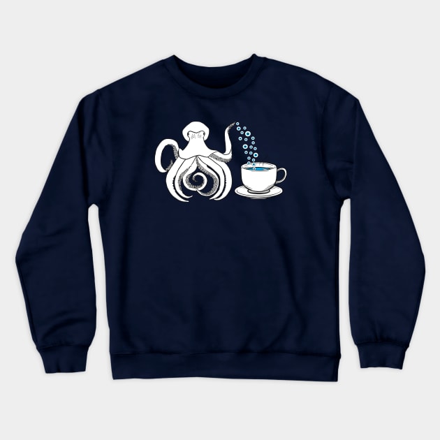 Trippy Octopus Little Teapot with Eyeball Bubble Tea Crewneck Sweatshirt by Ciara Shortall Art